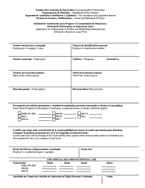 Solicitud de Autorización para Preparar el Comprobante de Retencion y Declaración Informativa en Impresoras Laser