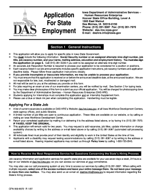 Iowa State Government Job Application Form