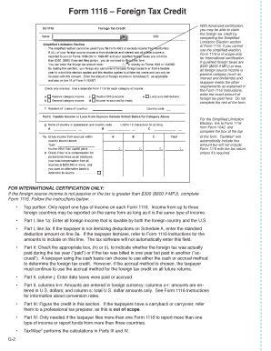 Form 1116 Foreign Tax Credit