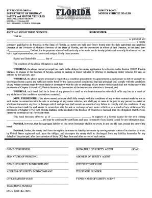 Florida Motor Vehicle Dealer Surety Bond