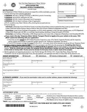 New York Salvage Vehicle Examination Application