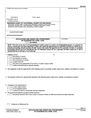 California Guardian Ad Litem Appointment Form