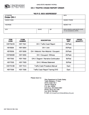 Ohio Traffic Crash Report Order Form