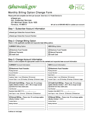Monthly Billing Option Change Form