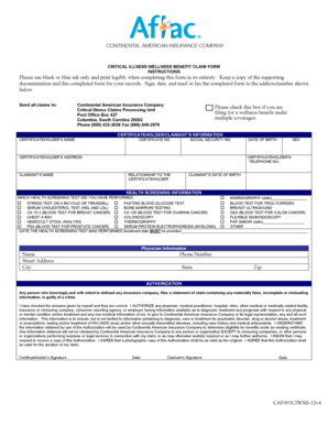 Continental American Insurance Critical Illness Wellness Benefit Claim Form