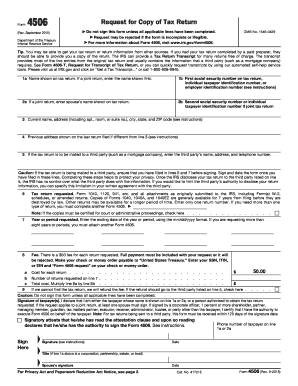 IRS Form 4506 Request for Copy of Tax Return