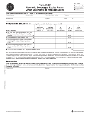 Massachusetts Alcoholic Beverages Excise Return