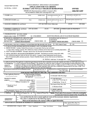 Connecticut Elderly and Disabled Homeowner Tax Credit Application