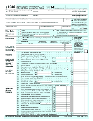 US Individual Income Tax Return 2014