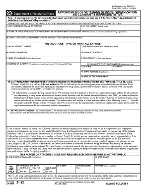 Appointment of Veterans Service Organization as Claimant's Representative