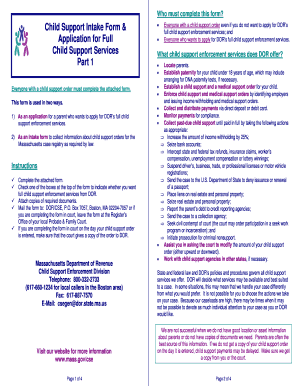 Massachusetts Child Support Intake Form