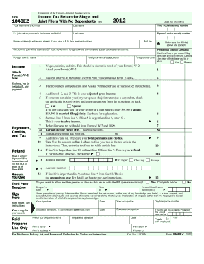 Form 1040EZ Income Tax Return