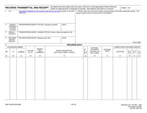 US Federal Records Transmittal and Receipt Form