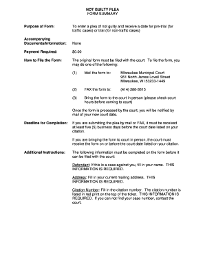 Not Guilty Plea Form