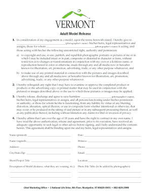 Photographer Model Release Form