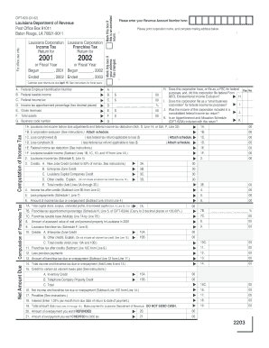 Louisiana Corporation Income Tax Franchise Tax Return