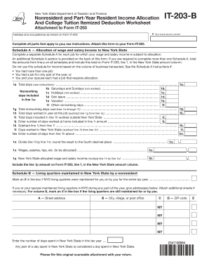 New York State Nonresident Income Allocation Form IT-203-B