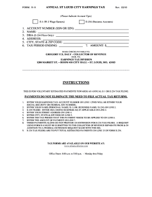 St. Louis City Annual Earnings Tax Form