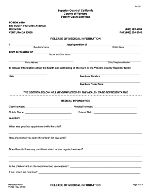 Release of Medical Information Form