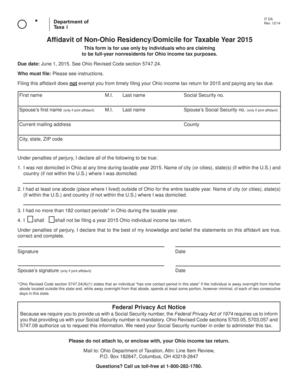 Ohio Non-Residency Affidavit