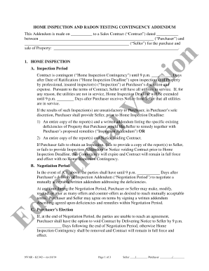 Home Inspection and Radon Testing Contingency Addendum