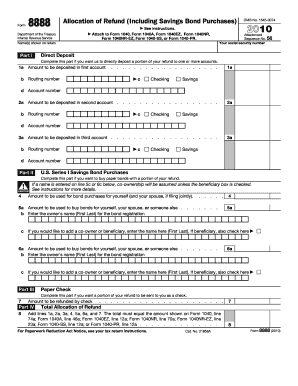 IRS Form 8888 Allocation of Refund