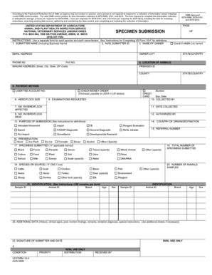 VS Form 10-4 Specimen Submission