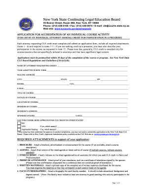 New York CLE Credit Application