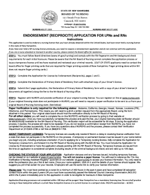 New Hampshire Nursing License Endorsement Application