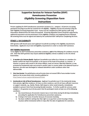 SSVF Homelessness Prevention Eligibility Screening Form