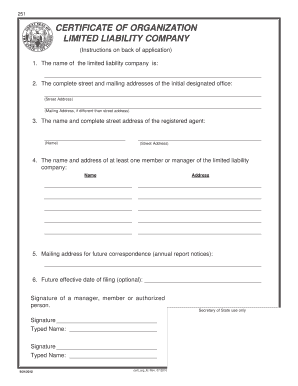 Idaho Certificate of Organization for LLC