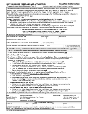 Distinguished Veteran Pass Application