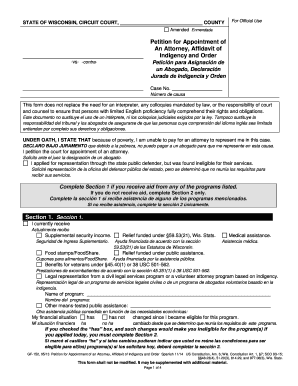 Wisconsin Petition for Appointment of an Attorney