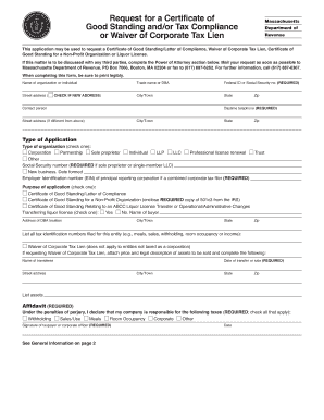 Massachusetts Certificate of Good Standing Application