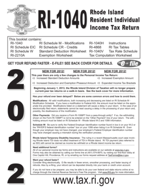 Rhode Island Resident Individual Income Tax Return