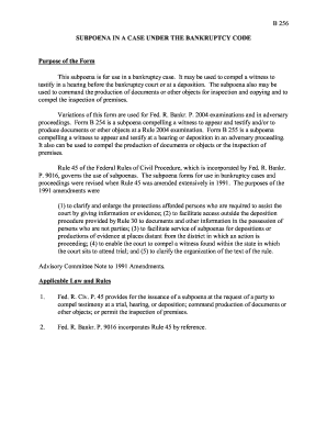 Bankruptcy Subpoena Form B 256