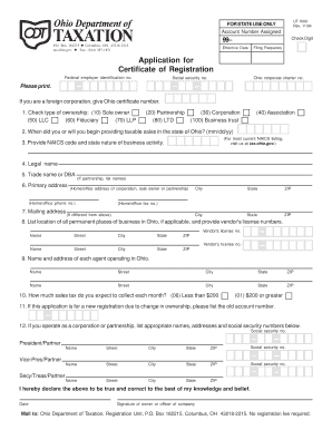 Ohio Certificate of Registration Application