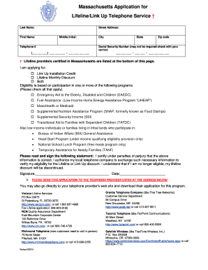 Massachusetts Lifeline Link Up Application