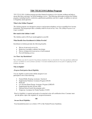 TDS Telecom Lifeline Application Form