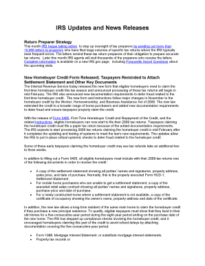 IRS First-Time Homebuyer Credit Form 5405