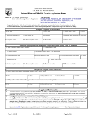 US Fish and Wildlife Permit Application Form