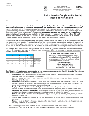 Michigan Monthly Record of Work Search