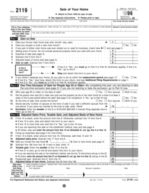 IRS Form 2119 Home Sale Tax Form