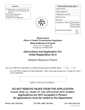 Rhode Island Medical Marijuana Patient Application