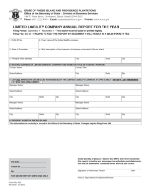 Rhode Island LLC Annual Report Form 632