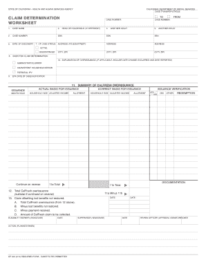 California CalFresh Overissuance Claim Determination Form