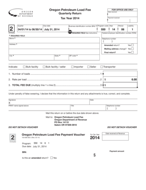 Oregon Petroleum Load Fee Form