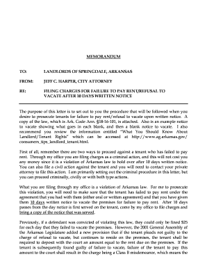Arkansas Notice to Vacate Template