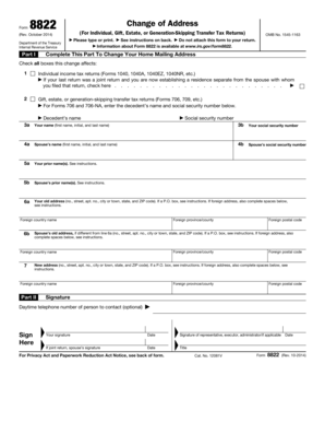 IRS Form 8822 Change of Address