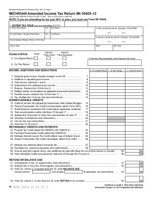 Michigan Amended Income Tax Return